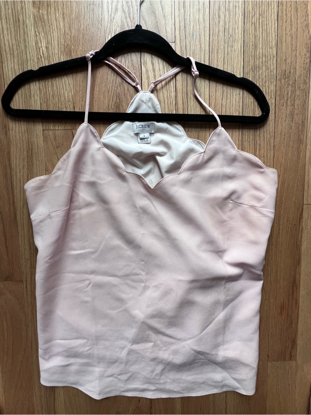 J. Crew Light Pink Scalloped Neck Silk Camisole